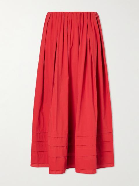 FAITHFULL Cales Pleated Cotton-poplin Midi Skirt