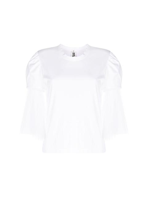 Noir Kei Ninomiya tulle-sleeves cotton T-shirt