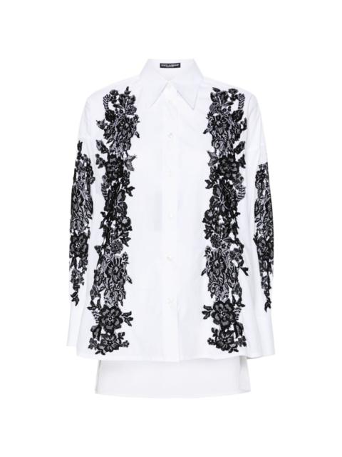 lace-trim cotton shirt