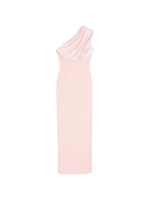 SOLACE LONDON one-shoulder draped maxi dress