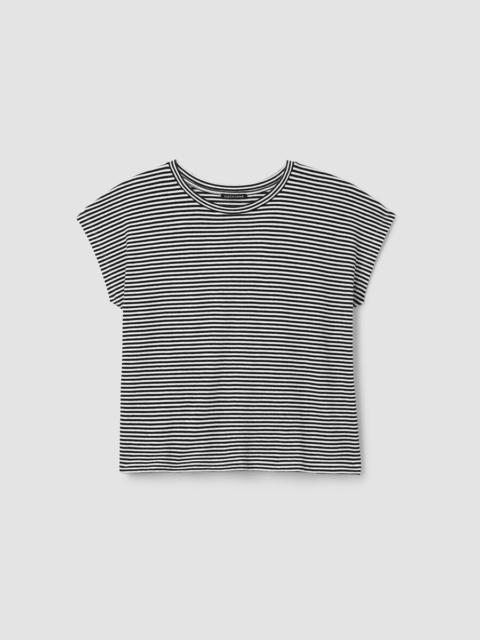EILEEN FISHER Striped Organic Cotton Slub Crew Neck Tee