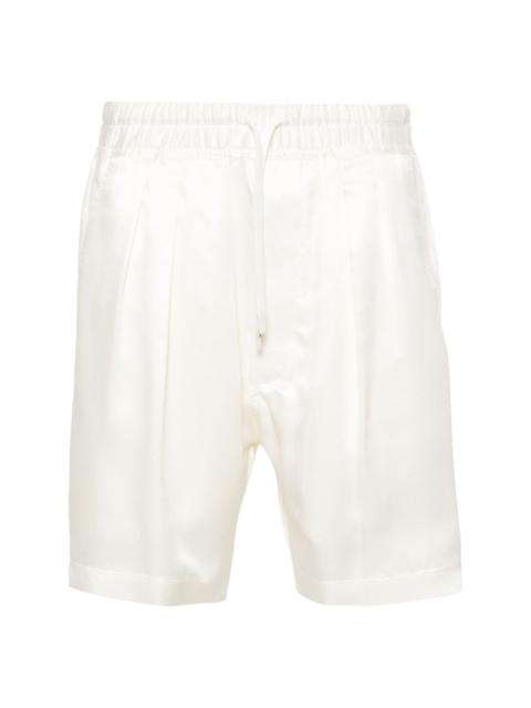 pleated silk shorts