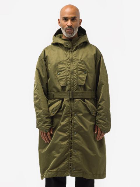 Engineered Garments Storm Coat in Olive Flight Satin Nylon