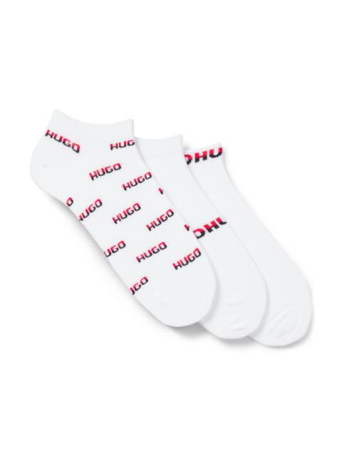 HUGO THREE-PACK OF ANKLE-LENGTH SOCKS WITH TWO-TONE LOGOS