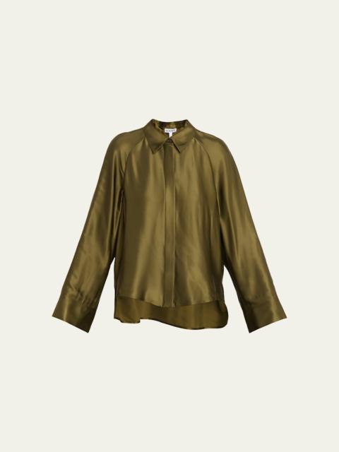 Loewe Satin Button-Down Cape Shirt