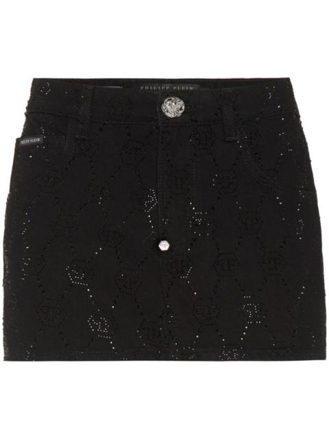 PHILIPP PLEIN monogram denim skirt