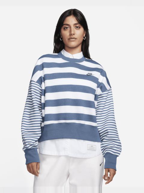 Women's Nike Sportswear Phoenix Fleece Over-Oversized Striped Crew-Neck Sweatshirt