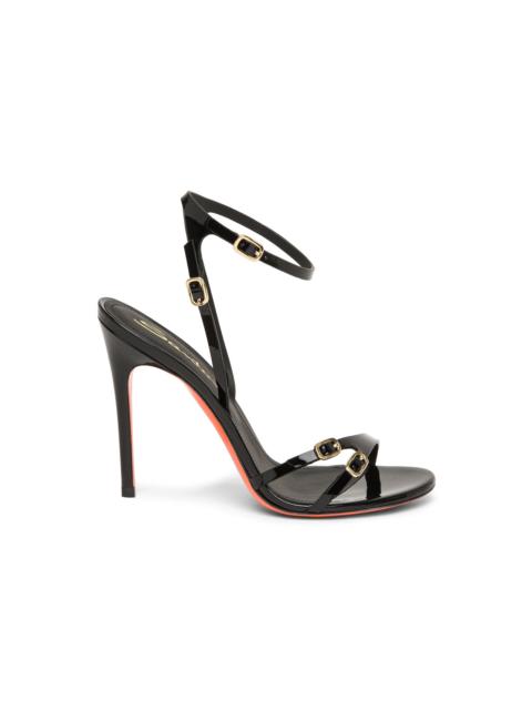 Women’s black patent leather high-heel sandal