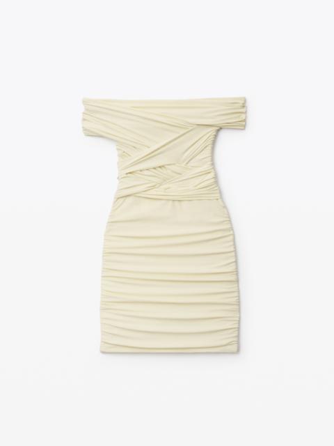 Alexander Wang OFF-SHOULDER MINI DRESS IN FAUX SUEDE