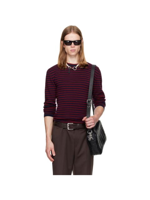 Tonywack Red & Navy Merino Wool Essential Stripe Sweater