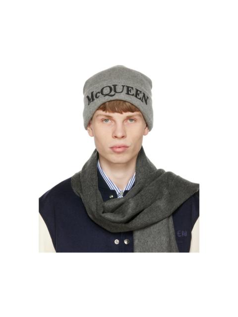 Alexander McQueen embroidered 로고 늑골 beanie