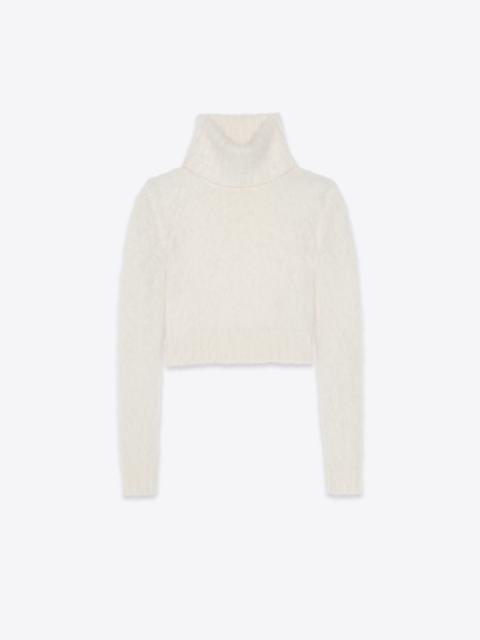 SAINT LAURENT cropped turtleneck sweater in mohair