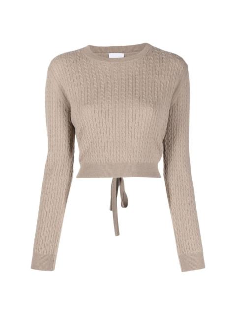 cable-knit rear-tie cropped jumper