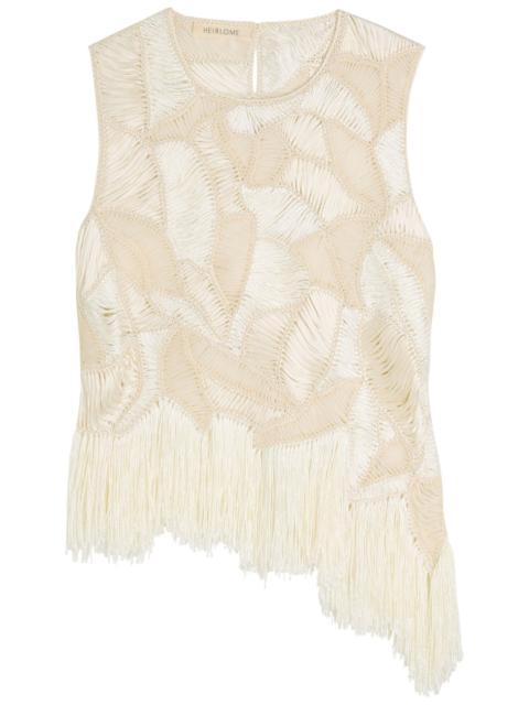 HEIRLOME Heirlome Maureen Asymmetric Fringed Silk top