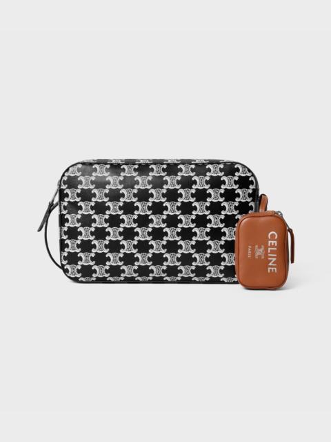 CELINE MESSENGER BAG WITH CHARM IN TRIOMPHE CANVAS AND SMOOTH LAMBSKIN