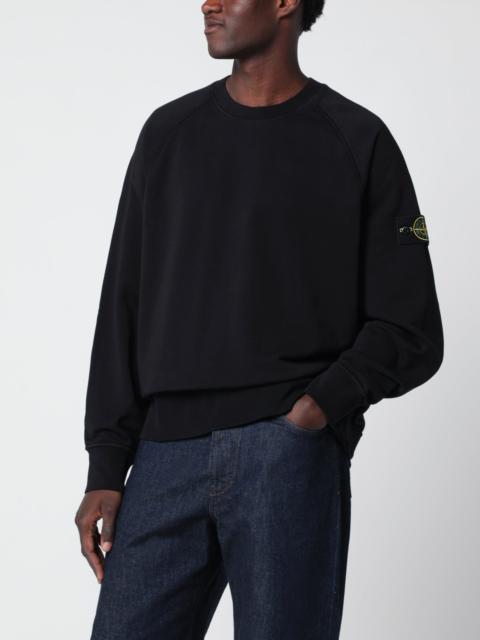 Stone Island Black crewneck sweatshirt in organic cotton