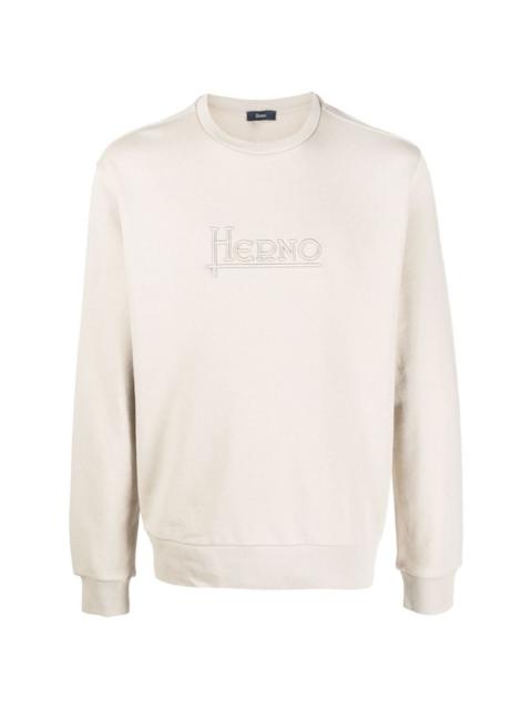 Herno logo-embroidered crew neck jumper