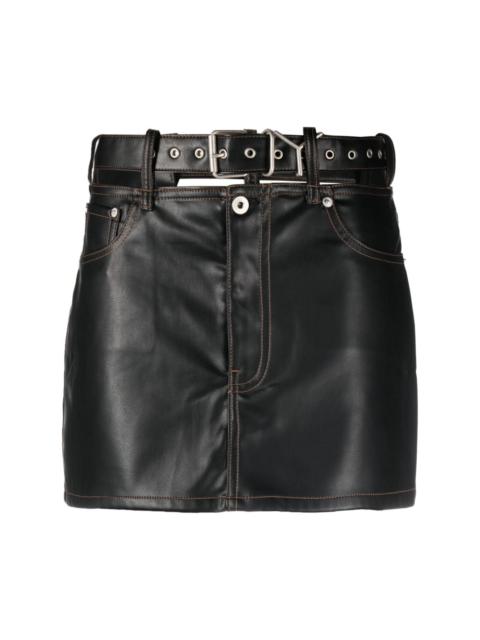 Y belt faux-leather miniskirt