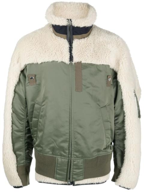 sacai panelled funnel neck jacket