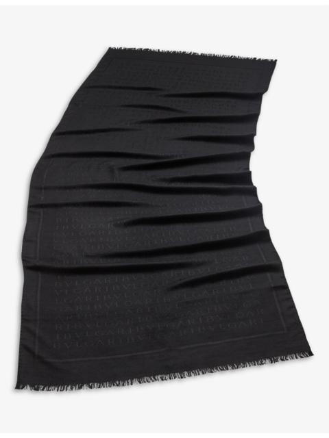 BVLGARI Lettere Maxi brand-pattern wool and silk stole