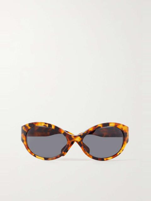 CELINE Triomphe oversized round-frame tortoiseshell acetate sunglasses