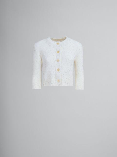 WHITE SPARKLING WOOL CARDIGAN