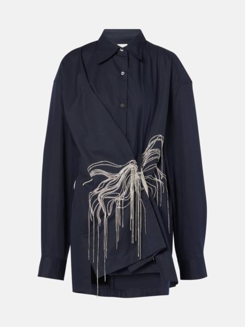 Dries Van Noten Embellished draped cotton gabardine shirt