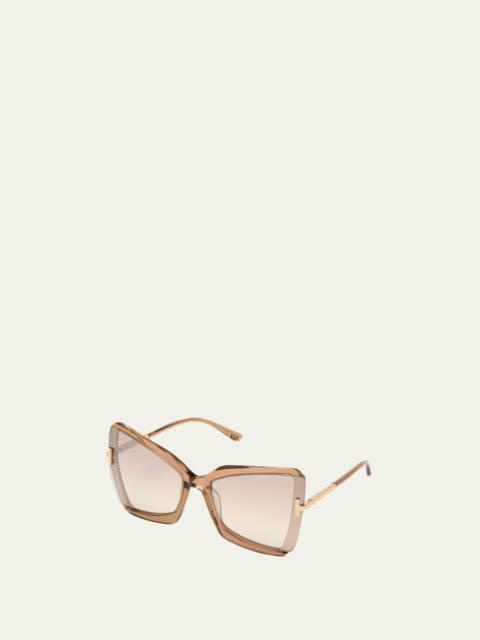 TOM FORD Gia Semi-Rimless Butterfly Sunglasses