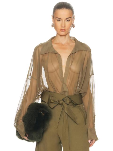 NORMA KAMALI Super Oversized Boyfriend Shirt Bodysuit