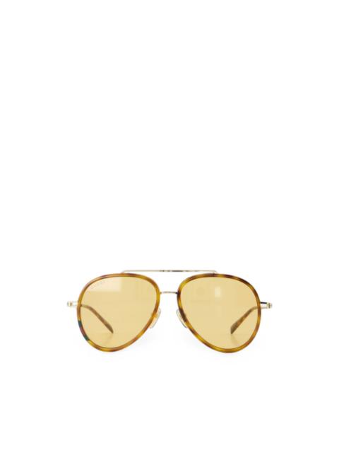 GUCCI tortoiseshell-effect pilot-frame sunglasses