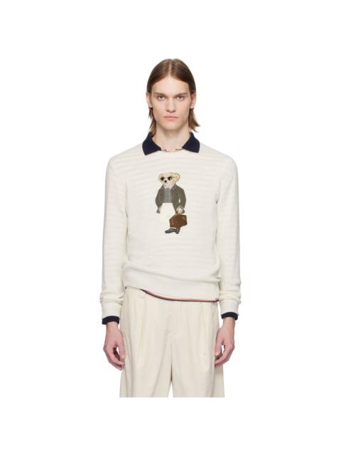 Ralph Lauren Off-White Polo Bear Cashmere Sweater