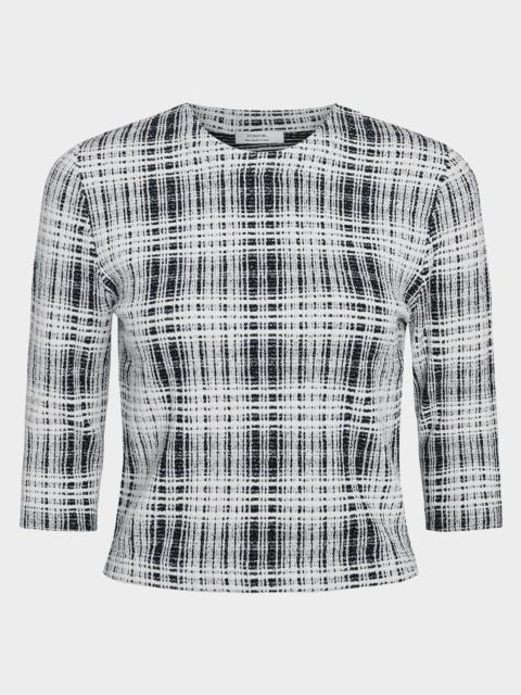 Vince Plaid 팔꿈치 소매 탑