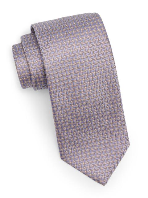 Canali Men's Geometric Silk Tie - Purple