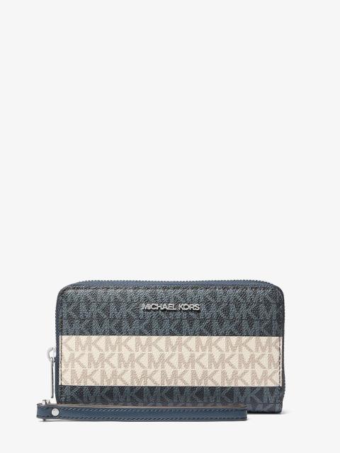MICHAEL KORS Jet Set Travel Large Striped Signature Logo Smartphone Wallet