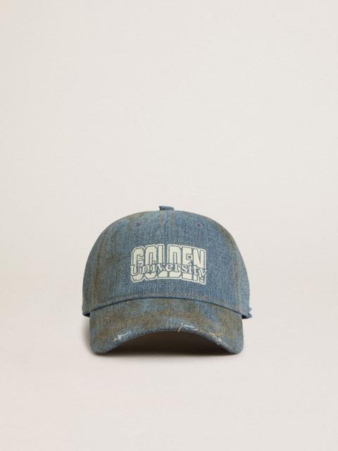 Golden Goose Denim-colored cotton baseball cap with a lived-in finish