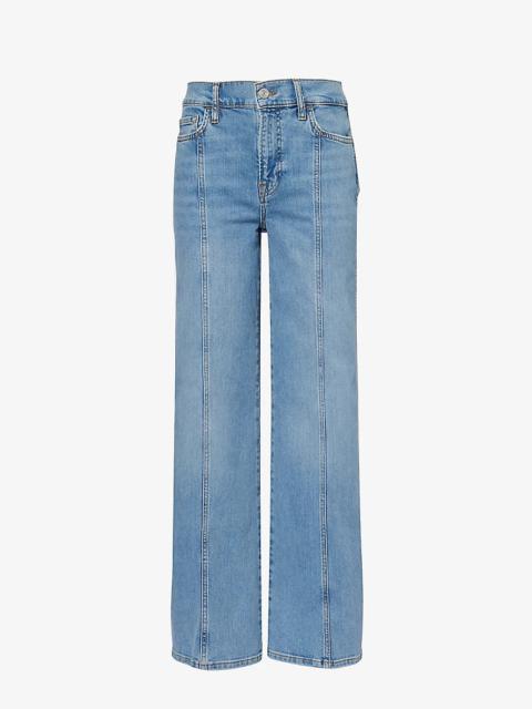 Le Slim Palazzo side-split stretch-recycled-denim blend jeans