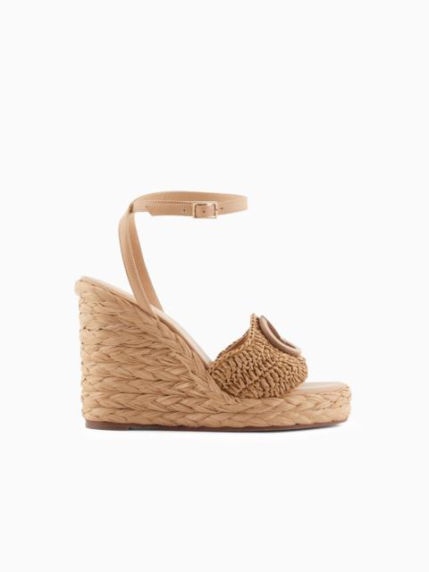 GIORGIO ARMANI Sandals with a rope wedge with a braided motif
