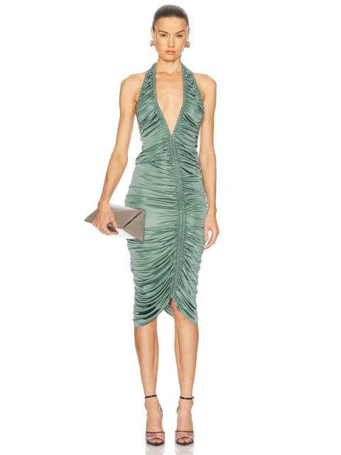 ATLEIN Ruched Asymmetric Midi Dress