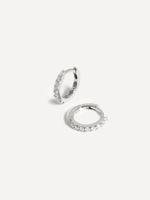 MISSOMA 14ct White Gold Fine Classic Diamond Huggie Hoop Earrings