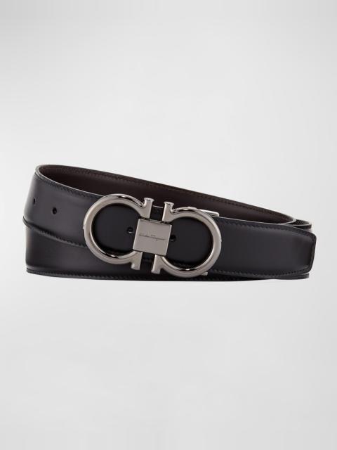 FERRAGAMO Men's Double-Gancini Reversible Leather Belt