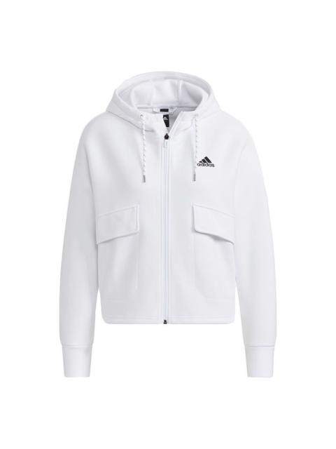 (WMNS) adidas Sty W New Kt Jk Big Pocket Sports Hooded White Jacket H07372