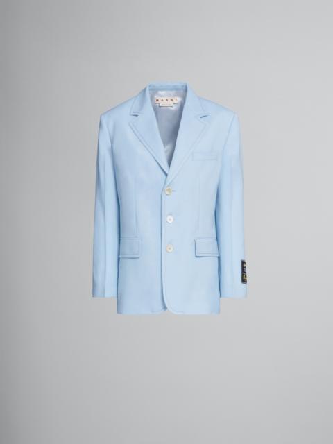 Marni LONG BLAZER IN LIGHT BLUE TROPICAL WOOL