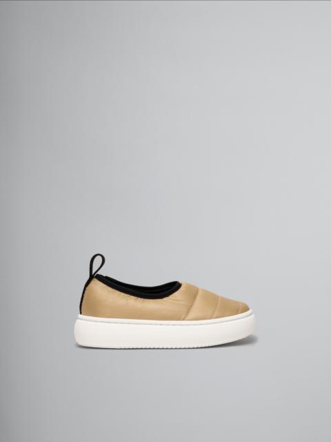 Marni BEIGE PADDED NYLON SLIP-ON SNEAKER