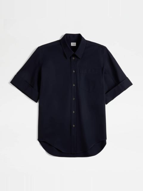 Tod's SHIRT IN WOOL AND COTTON - BLUE