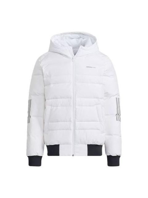 adidas neo M Dwn 3s Puf Jk Logo Printing Sports hooded down Jacket White H45269