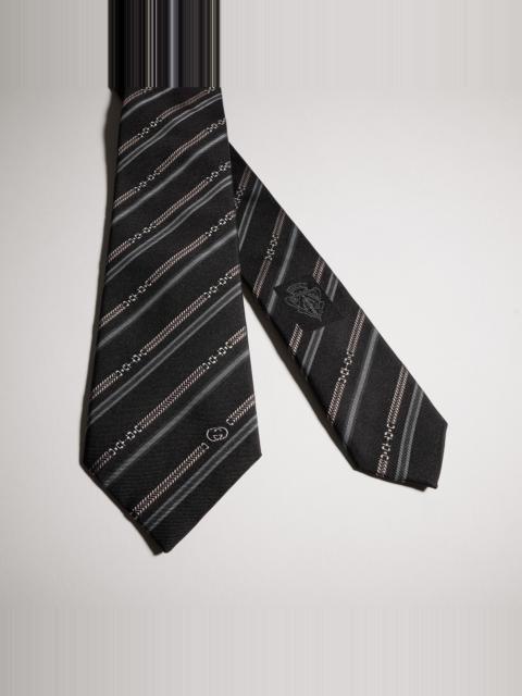GUCCI Interlocking G Horsebit belt silk tie