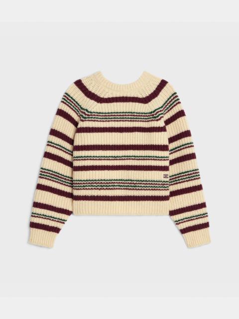 crew neck sweater in striped ribbed wool