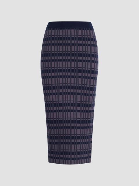 Favorite Daughter Women's Draper Plaid Knit Column Midi-Skirt - Navy Plaid