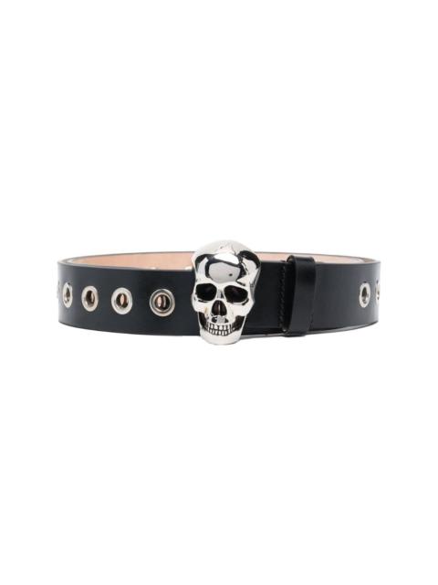 Skull eyelet-embellished belt