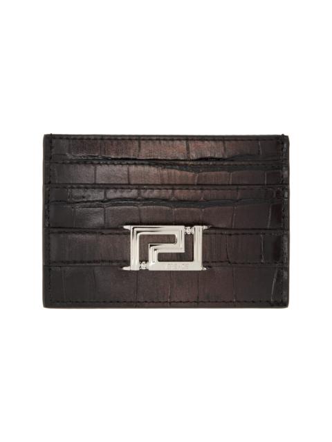 VERSACE Brown Embossing Degrade Croco Card Holder